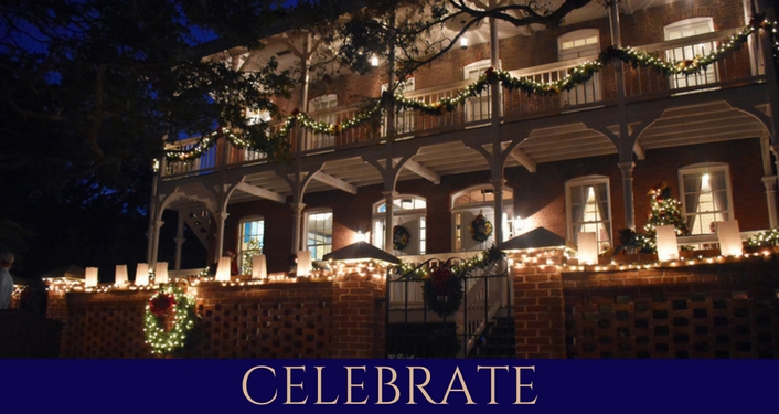 image of luminaries lit at night and places throughout grounds of St. Augustine Lighthouse for Luminary Night