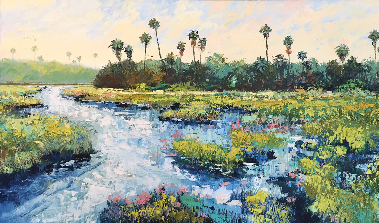 Landscape oil painting of North Florida wet lands.