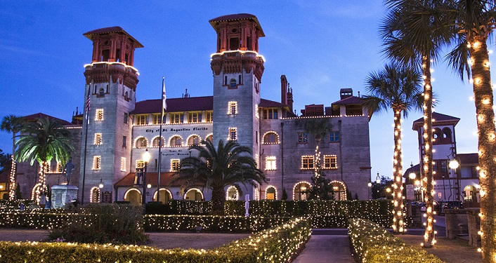 Enjoy the ambience of Lightner Museum decorated for Nights of Lights