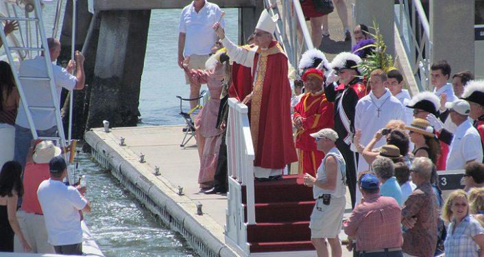 Boat being blessed during Blessing of the Fleet