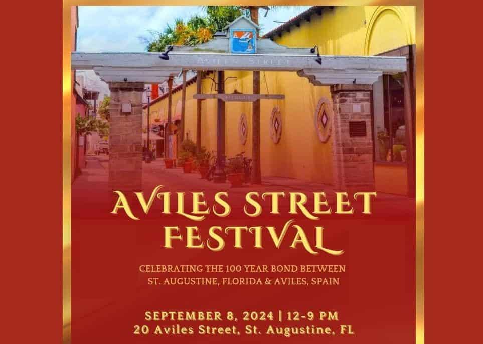 Flyer for the Aviles Street Festival in St. Augustine, FL