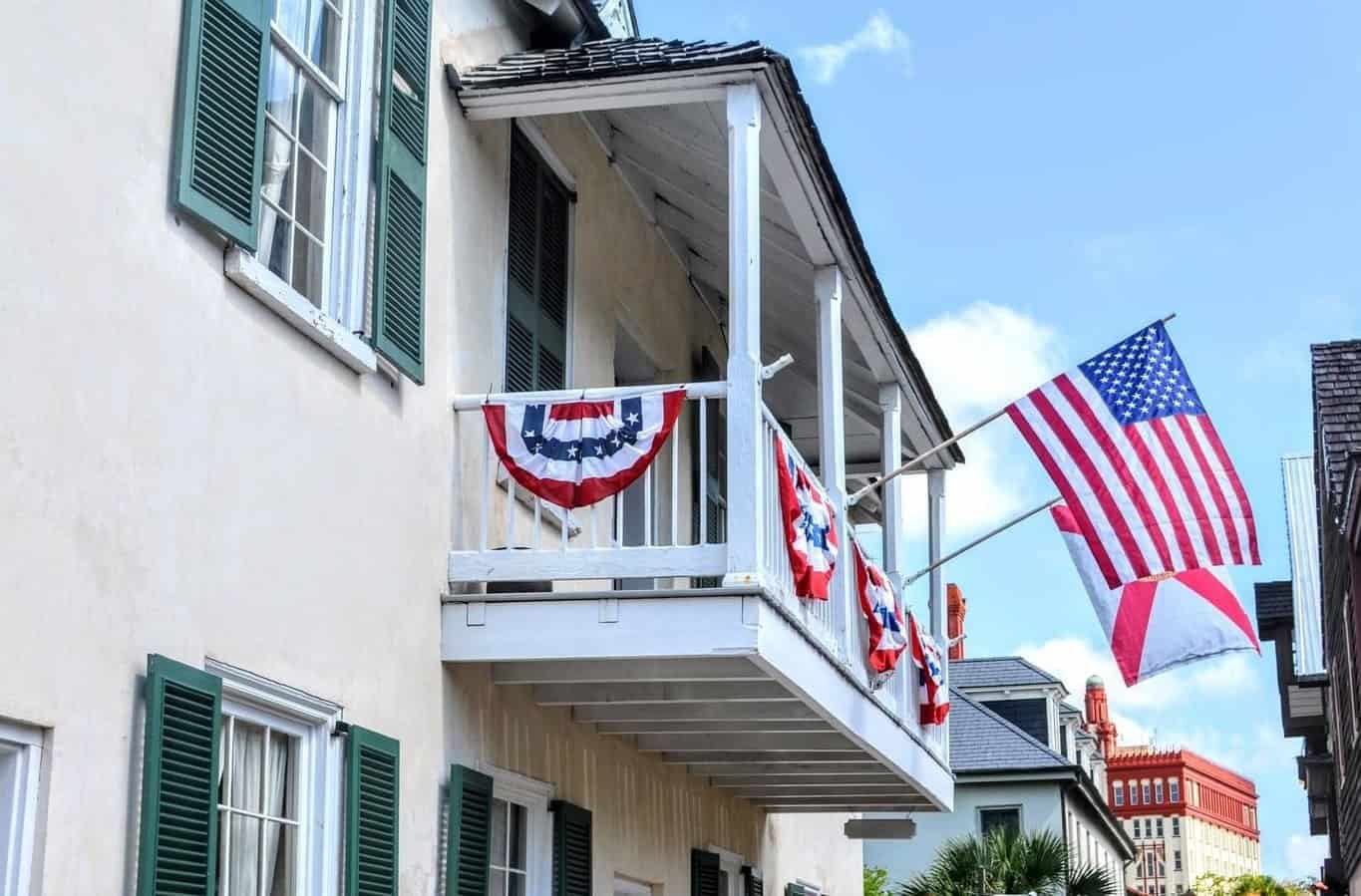 Outside view of the Ximenez-Fatio House Museum in St. Augustine, FL.