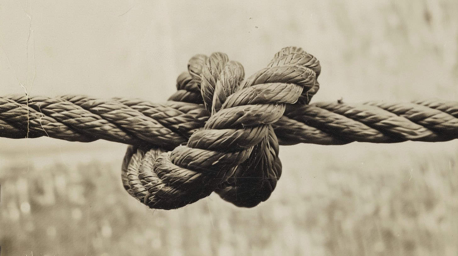 A knot being tied in a rope to signify the strengthening of bonds between St. Augustine and Aviles, Spain.