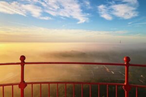 View of a foggy sunrise from the St. Augustine Lighthouse